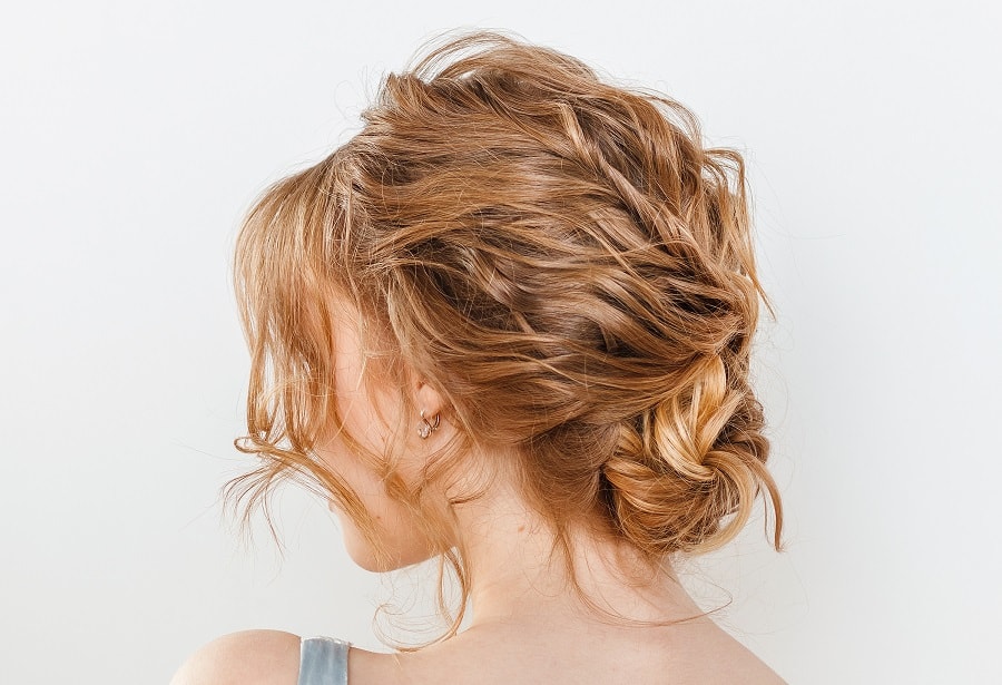 messy curly updo for thin hair