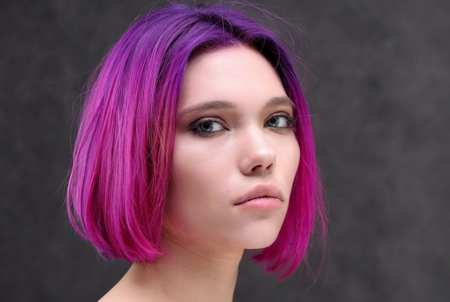 middle part purple balayage hair