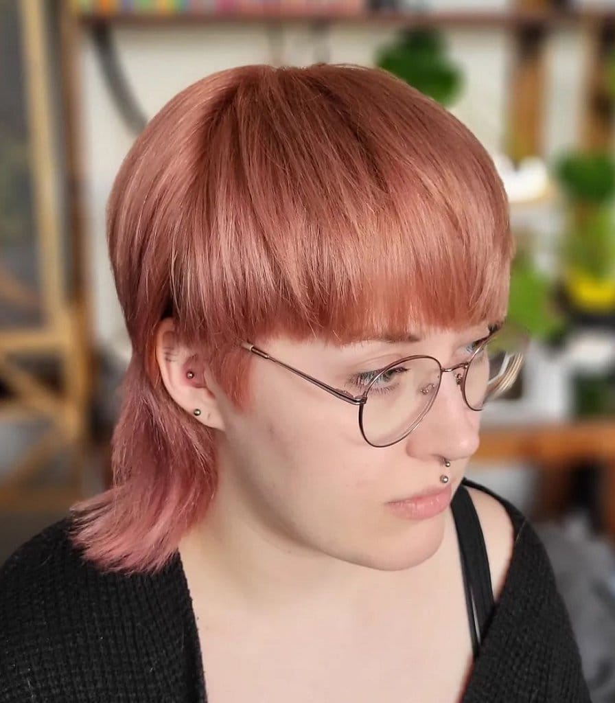 mullet with rose gold hair