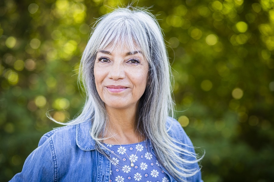 older women hairstyle with wispy bangs