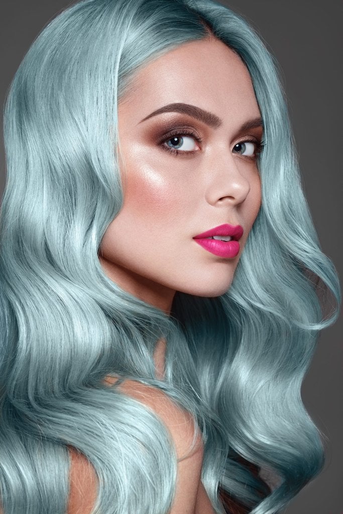 pastel blue metallic hair