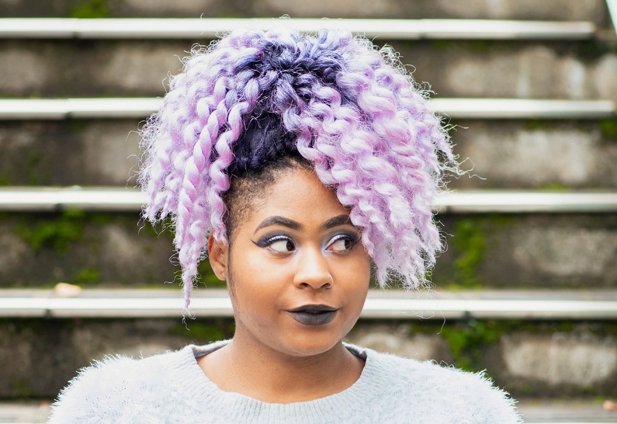 pineapple weave updo with natural hair