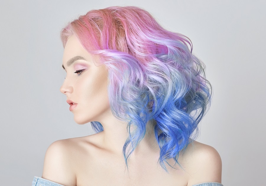 pink and blue metallic hair