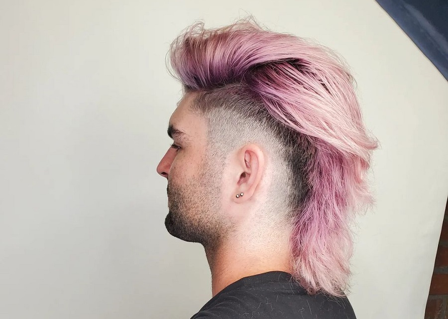 pink mullet hairstyle for men