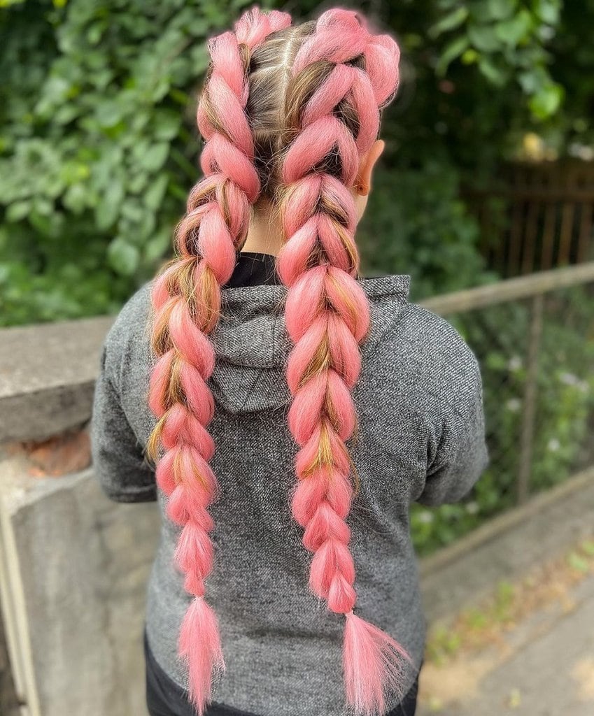 pink pull through braids