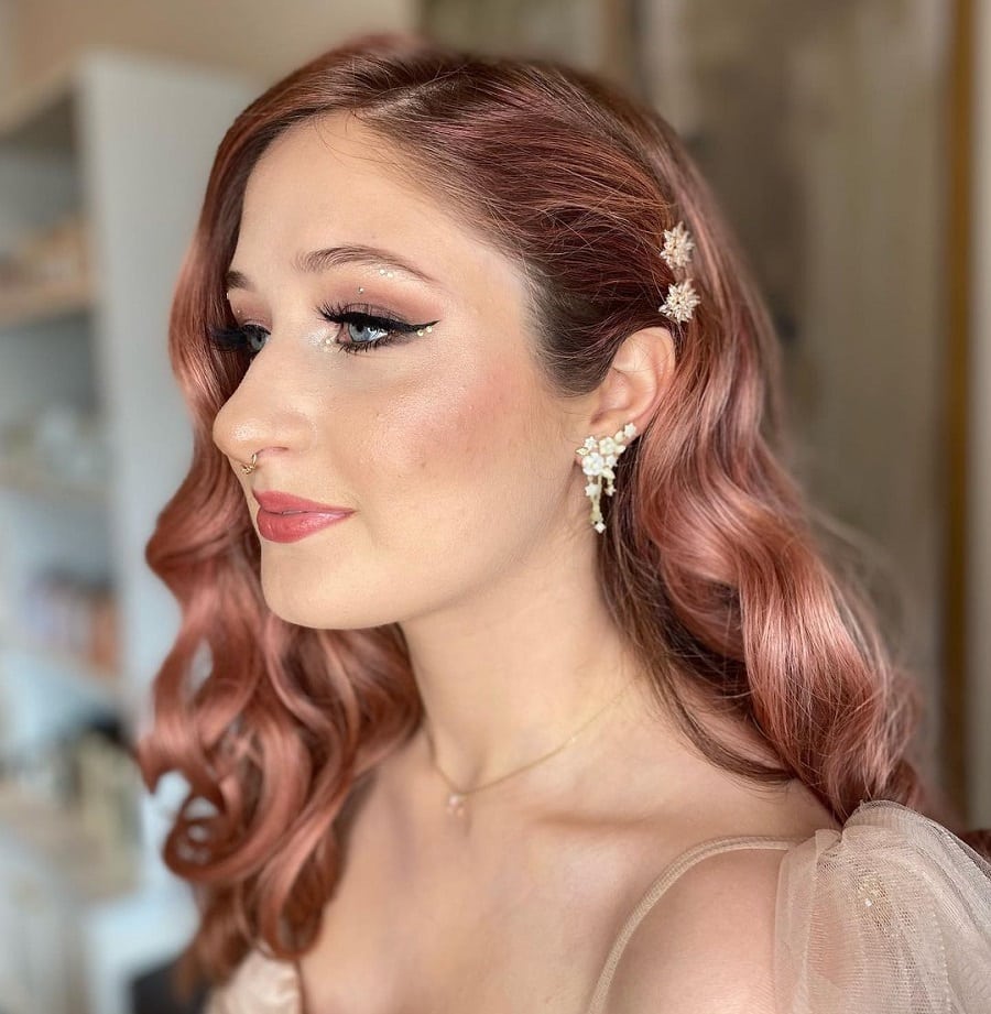 prom hairstyle with rose gold hair