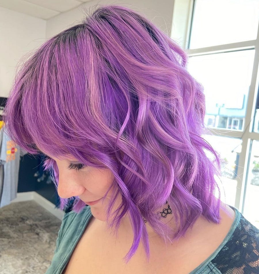 purple shag haircut for fine hair
