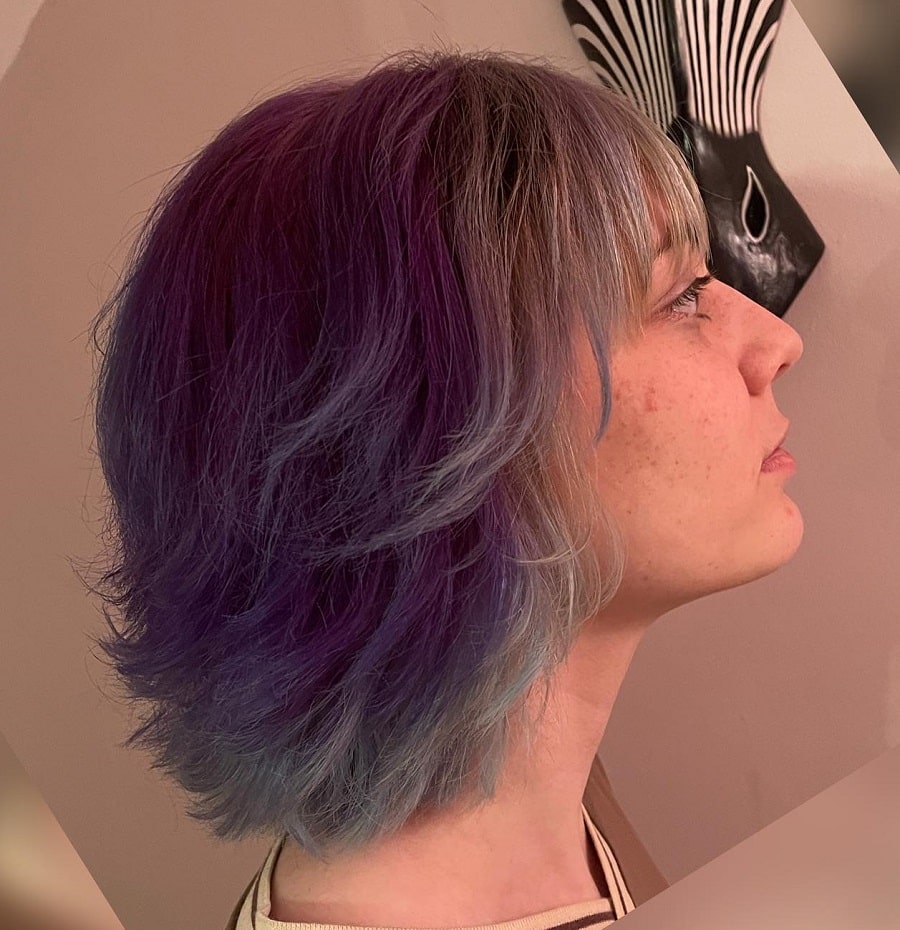 razor cut for purple hair