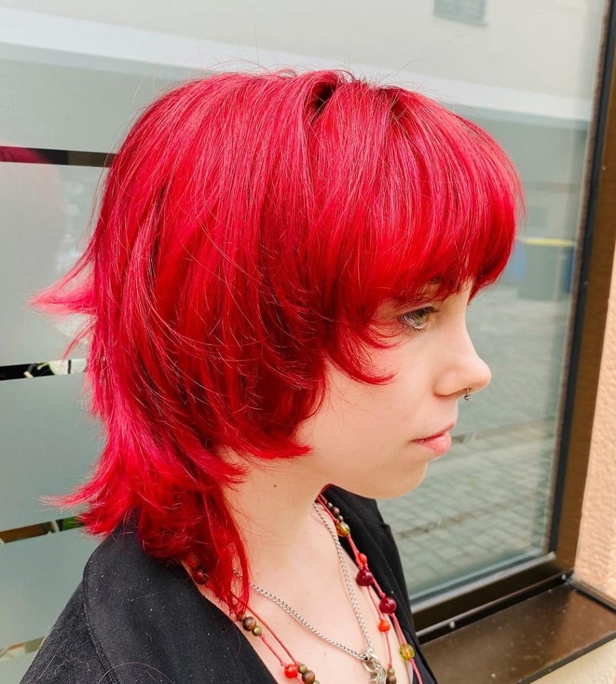 red shag haircut for fine hair