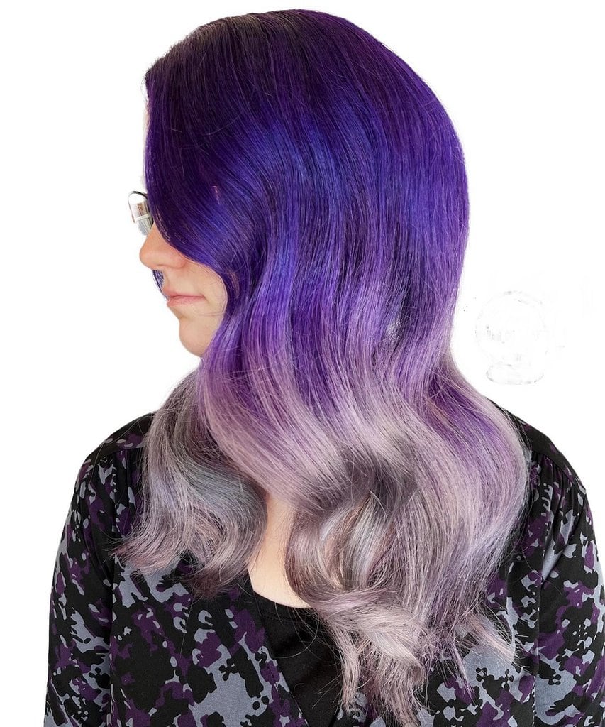 reverse purple ombre hair