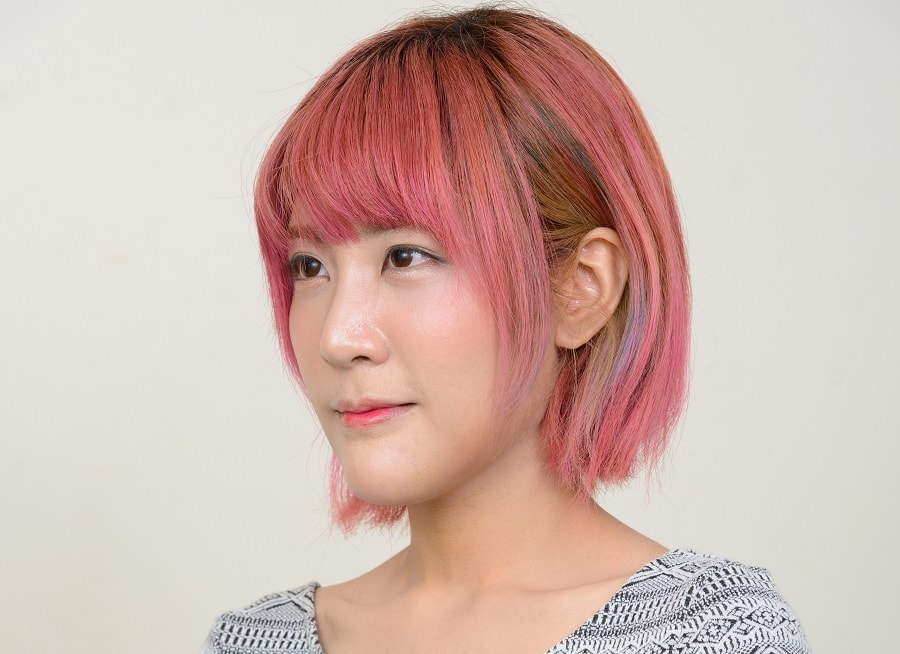 rose gold Asian bob