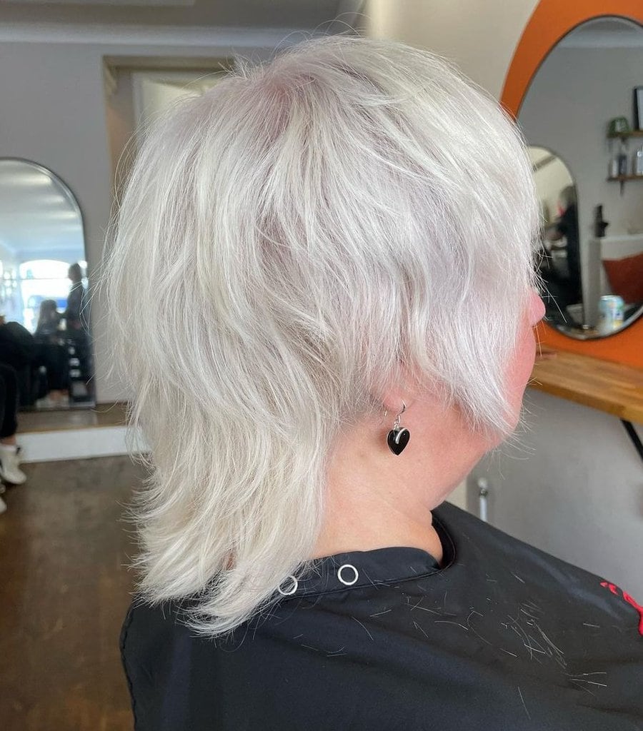 shag haircut for fine white hair