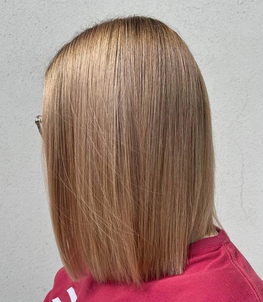 shoulder length dark blonde hair