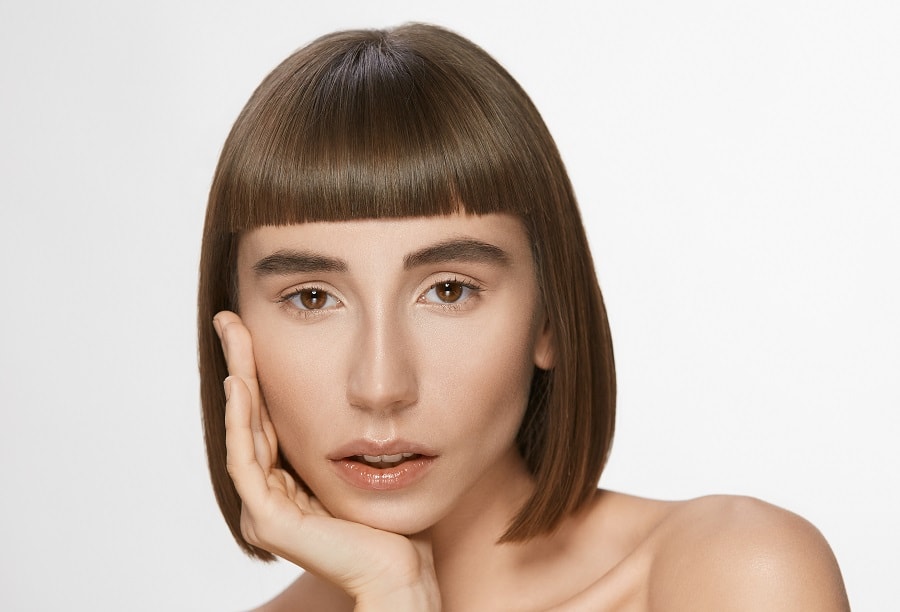 sleek bob with short bangs