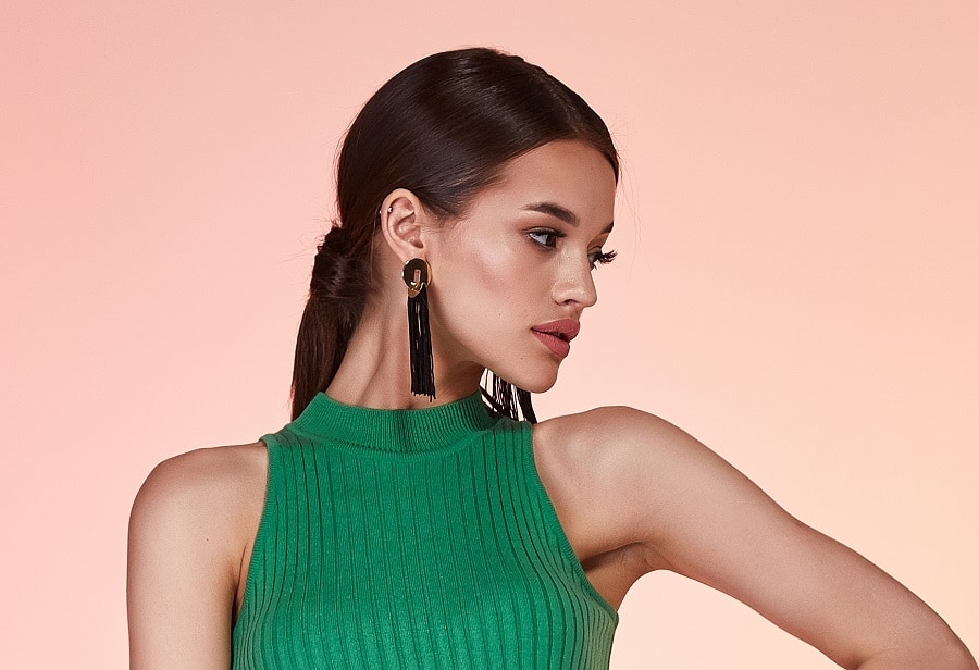 sleek long ponytail for special occasion