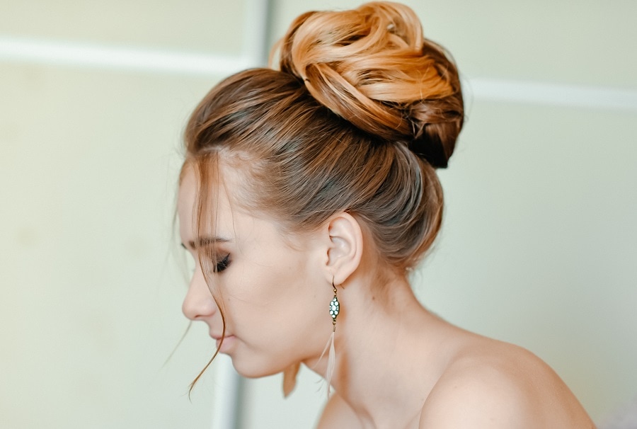 updo with brunette balayage hair