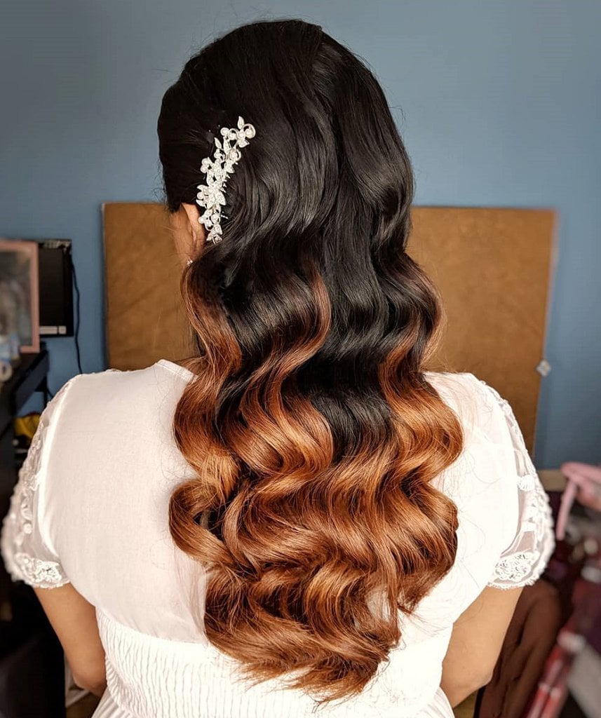 wedding hairstyle with brown ombre hair