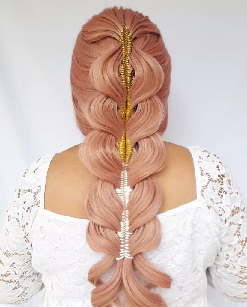 wedding hairstyle with pull through braid