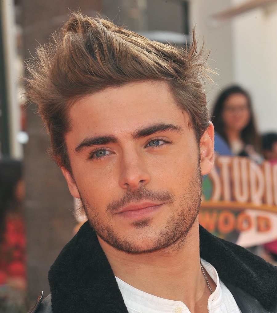 Zac Efron with Textured Quiff Hairstyle