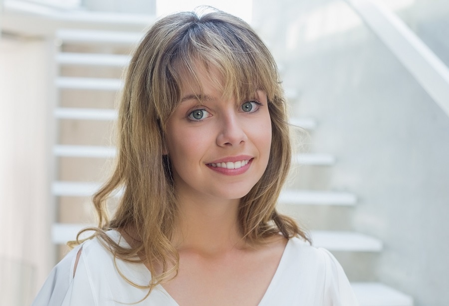 feathered bangs for layered thin hair