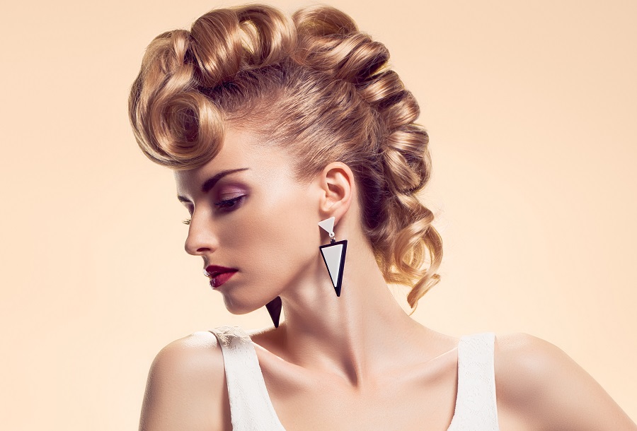 blonde curly mohawk hairstyle for women