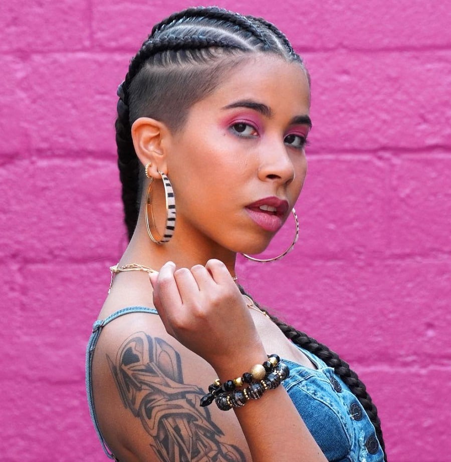 braided hairstyle with shaved side