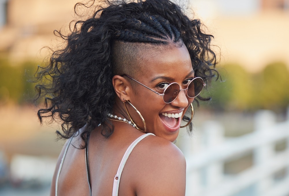 braided hairstyle with shaved sides