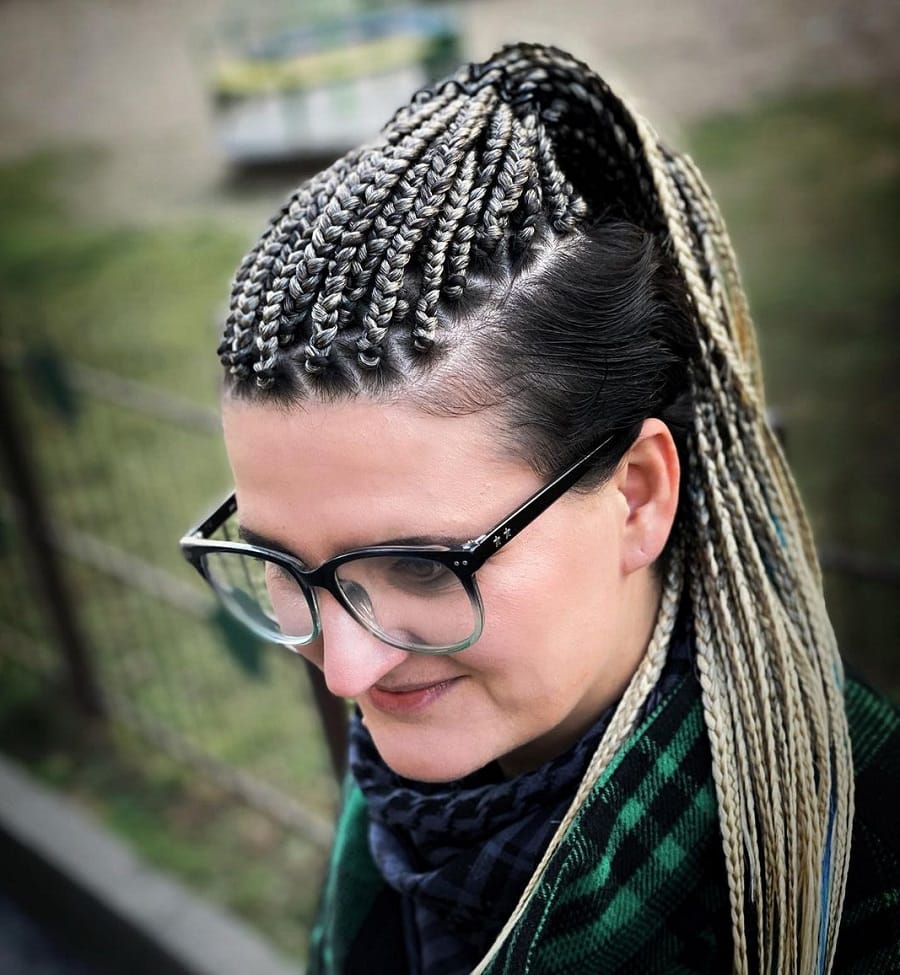 braids with shaved sides for women with glasses