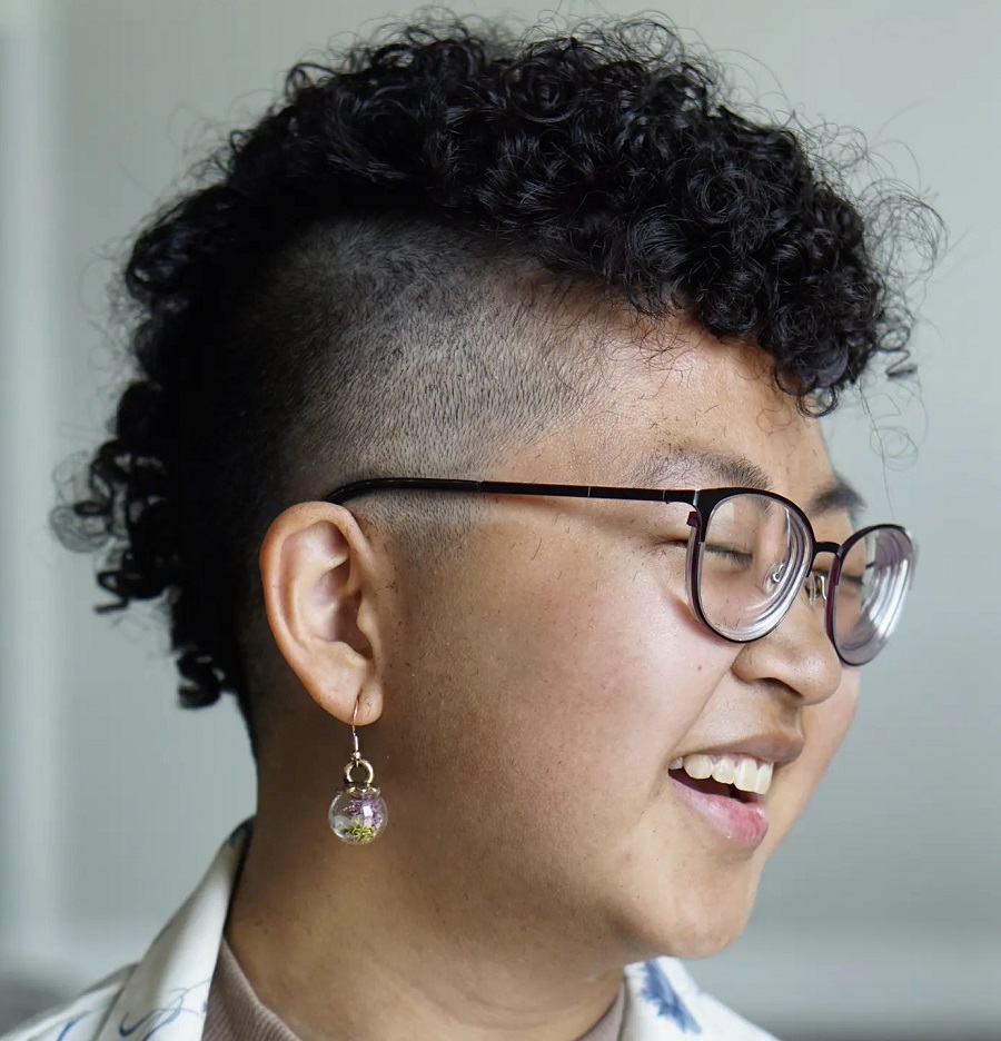 curly mohawk hairstyle for Asian women