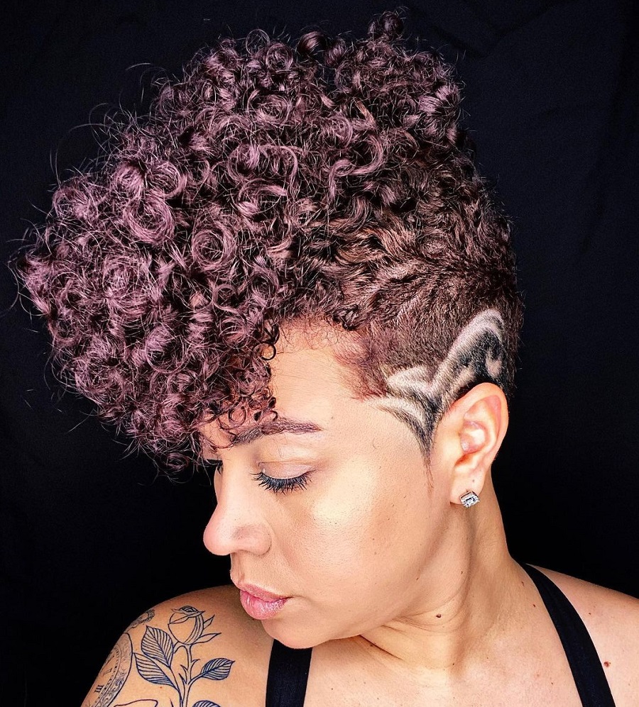 curly mohawk style with natural hair