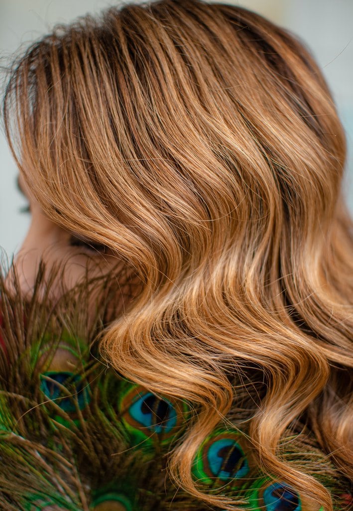 light wavy brown hair with bronze highlights