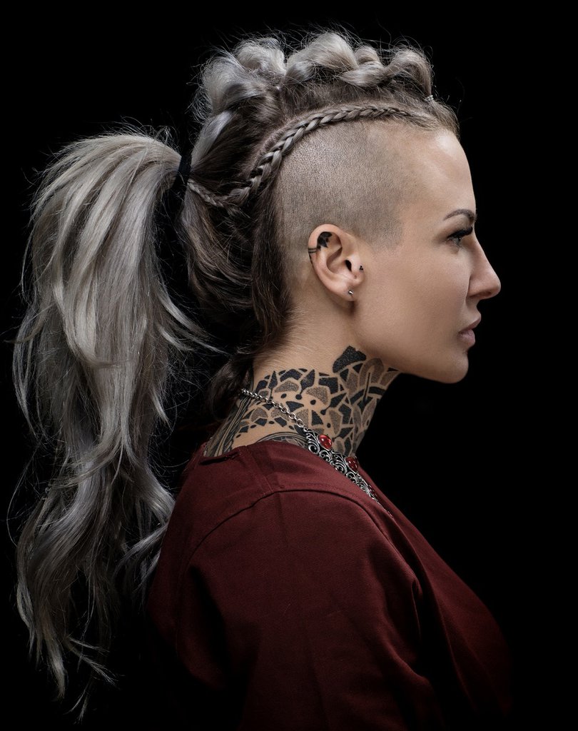 mohawk braided ponytail with shaved sides