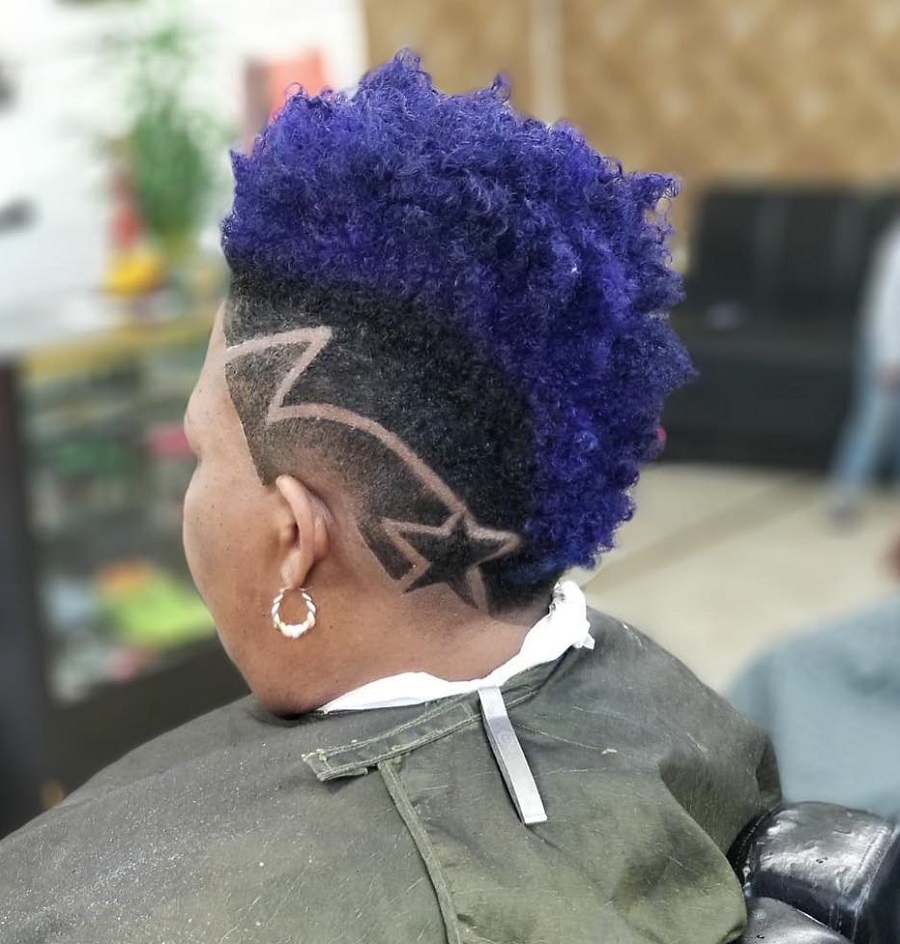 mohawk with design for natural hair'
