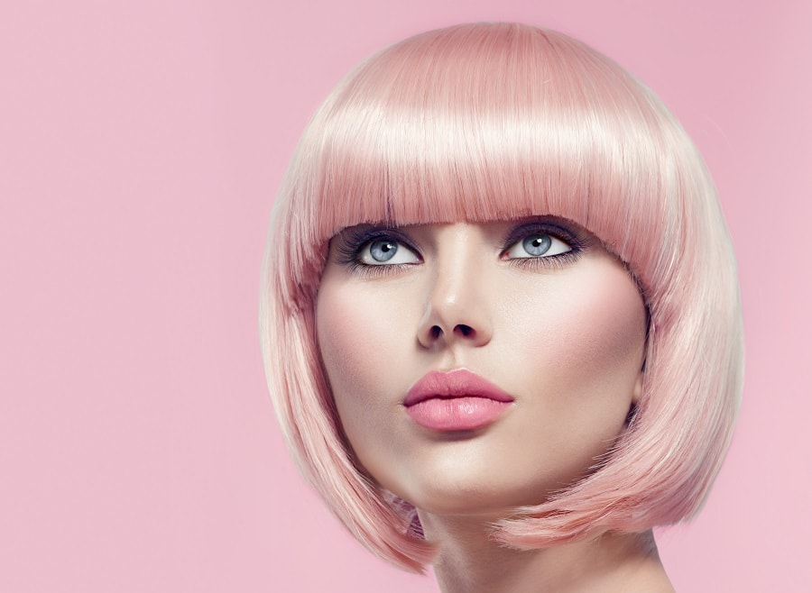 pastel pink pageboy haircut