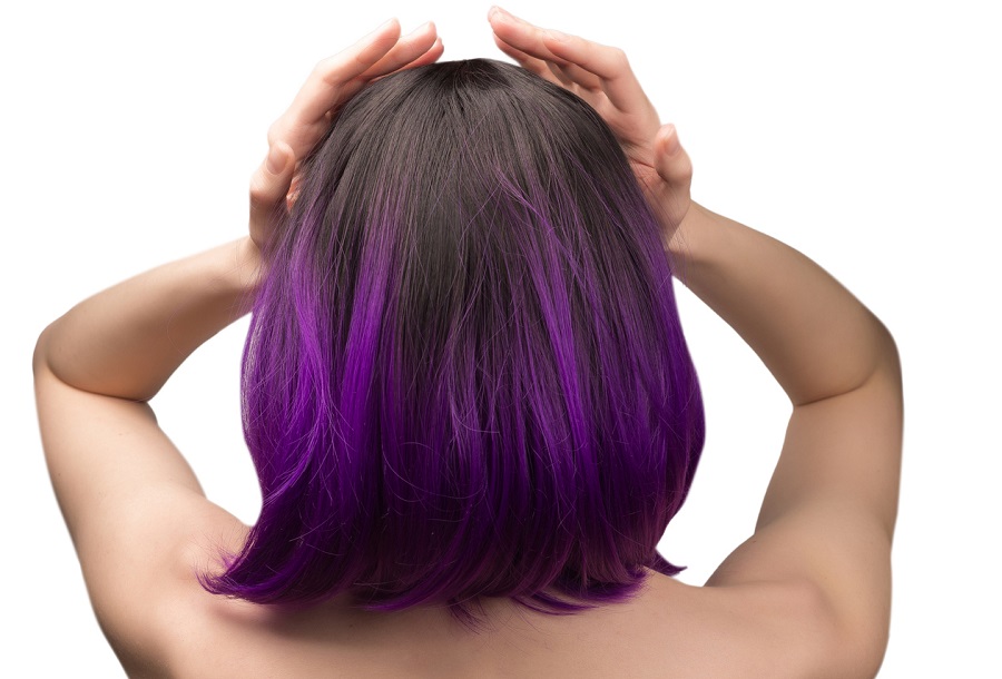 purple highlights on dark hair