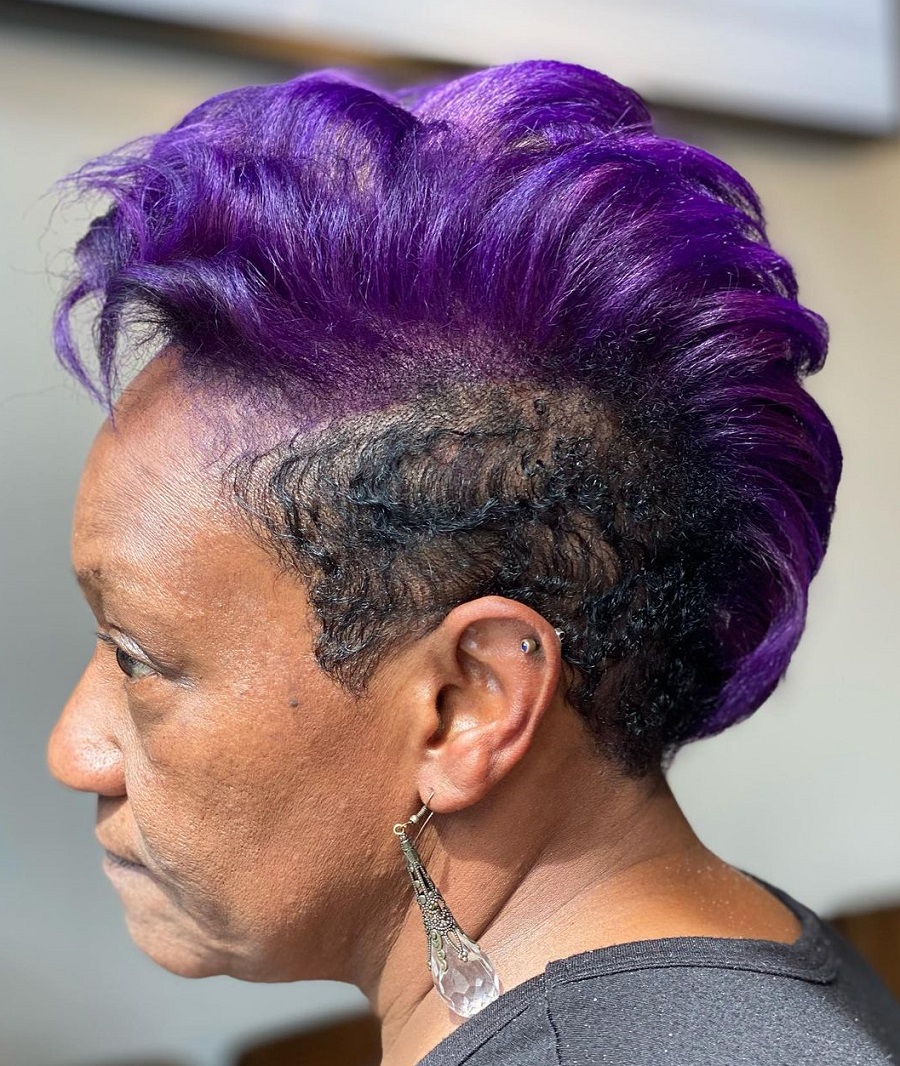 purple mohawk hairstyle for natural hair