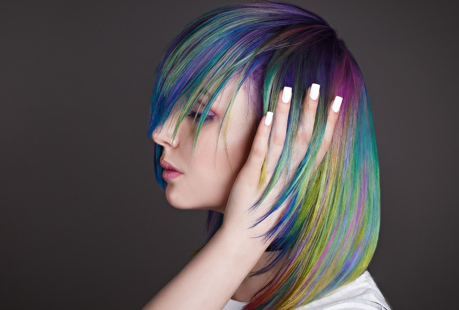 rainbow fluorite geode hair color