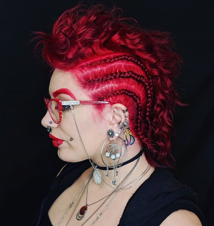 red braided mohawk hairstyle for women