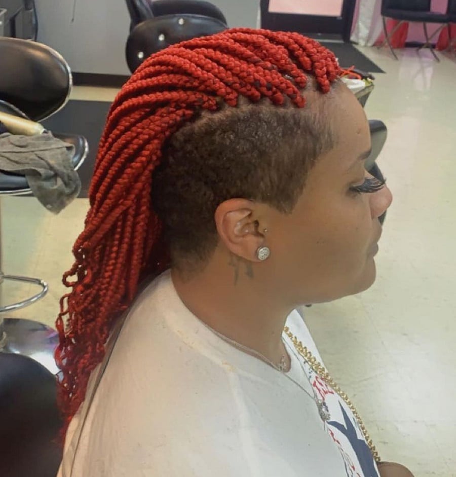 red braids with shaved side