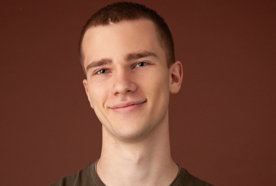 teen guy with buzz cut