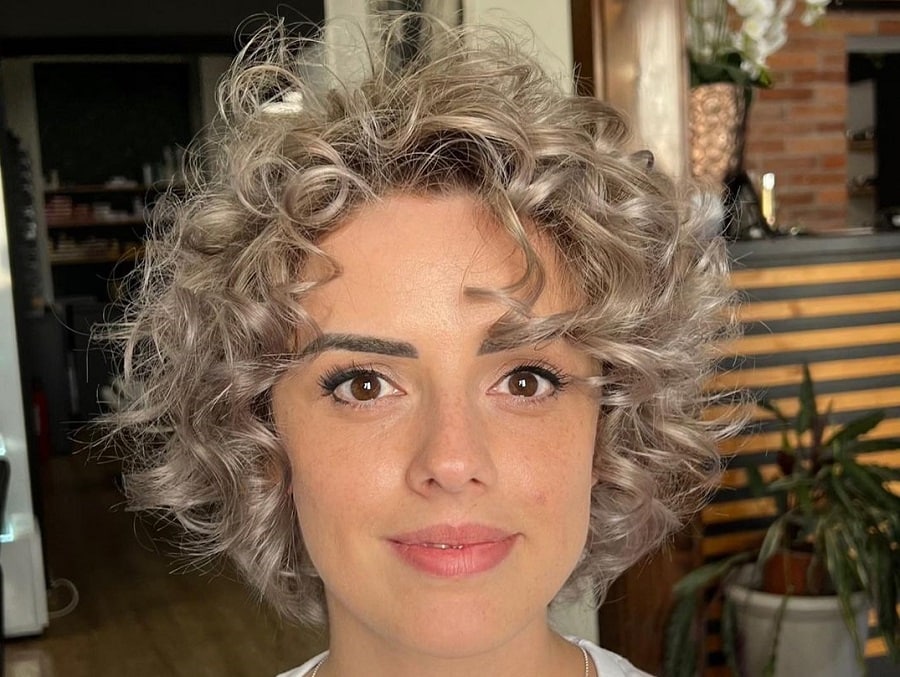 thin curly gray hair