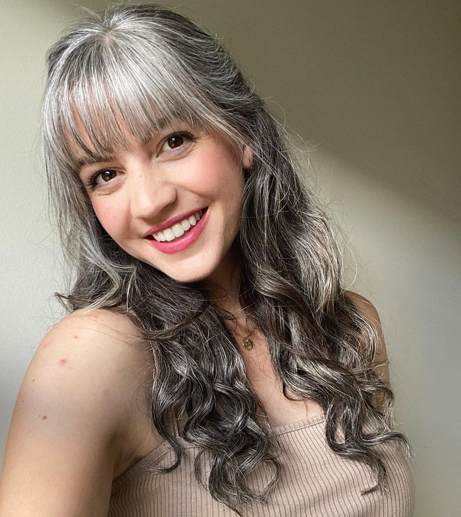 thin gray hairstyle with bangs