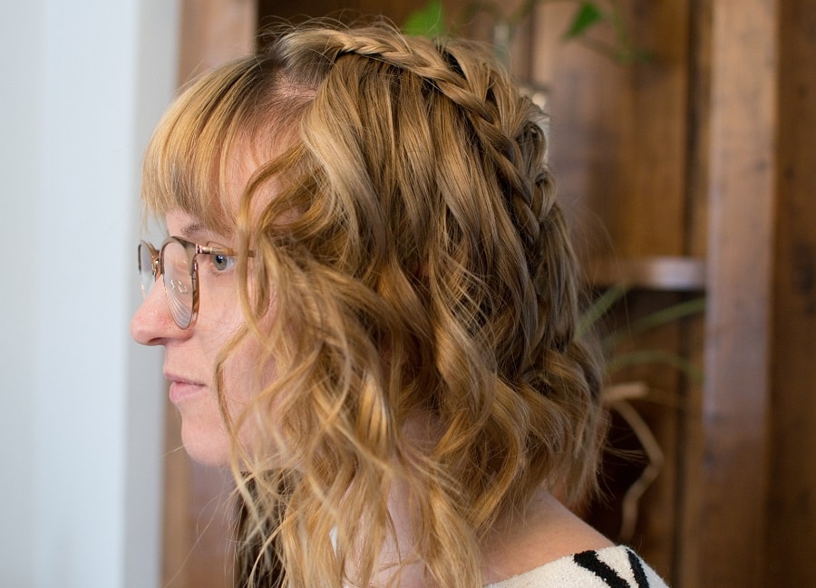 thin wavy hair with bangs and braid