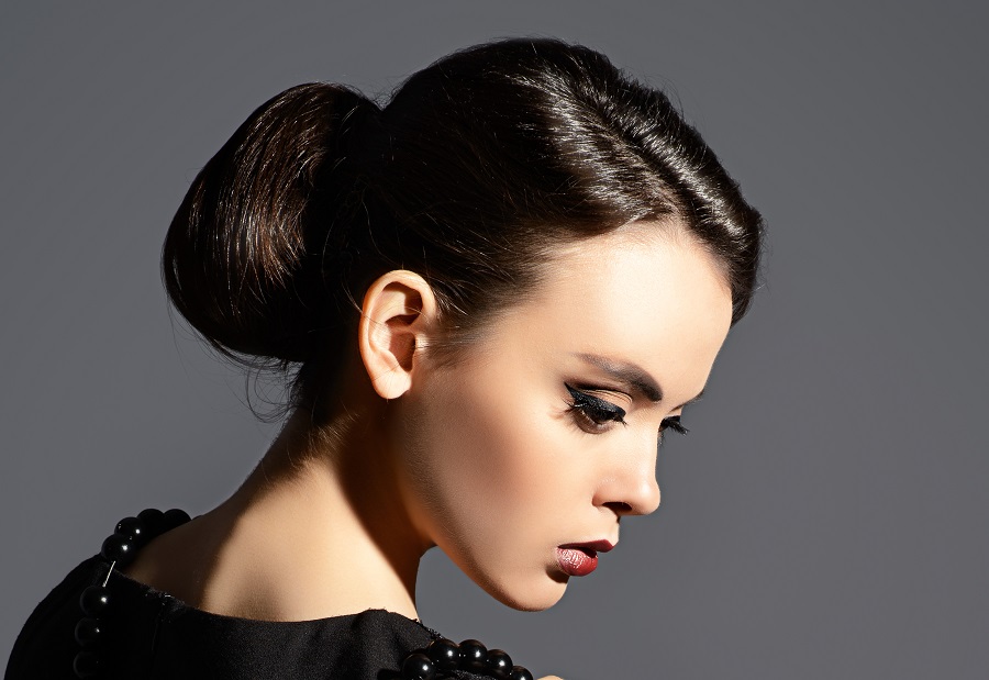 updo with long dark brown hair