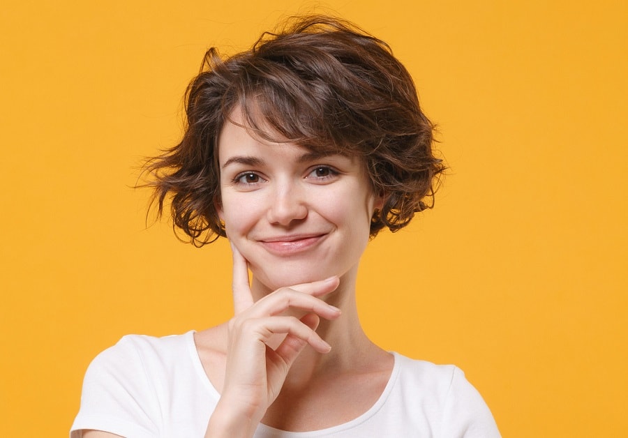 wavy brown pixie bob