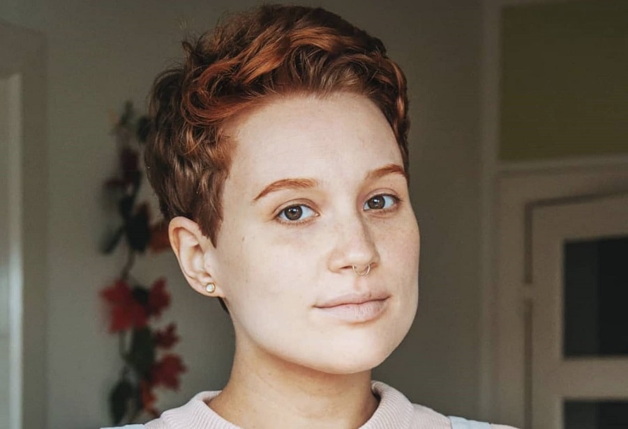 wavy pixie for auburn hair