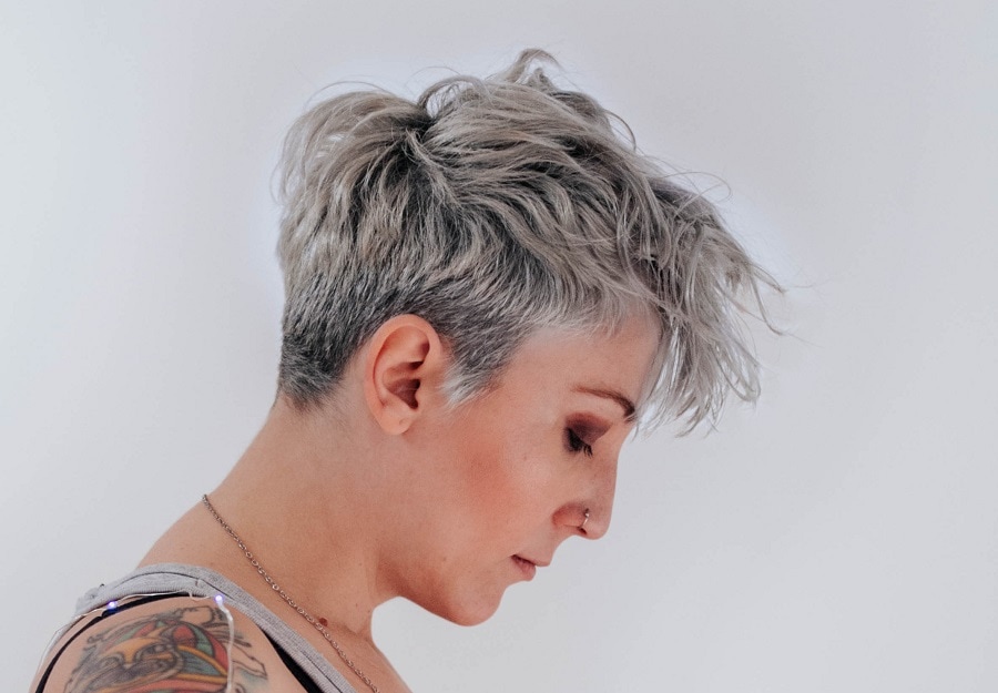 wavy pixie for gray hair