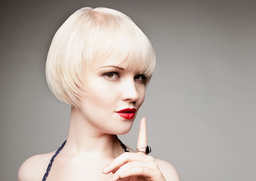 white blonde pageboy hair