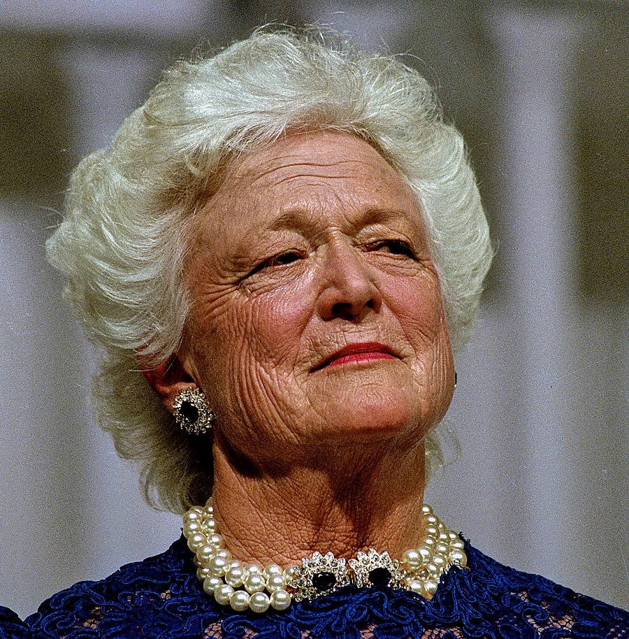 First Lady Barbara Bush with Short Blonde Hair