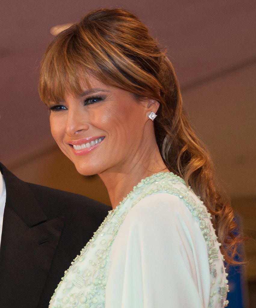 First Lady Melania Trump Hairstyle with Bangs